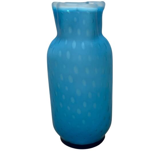 Thomas Webb & Sons Cased Aqua Blue Polka Dot Ruffled Glass Good Condition - Picture 3 of 8